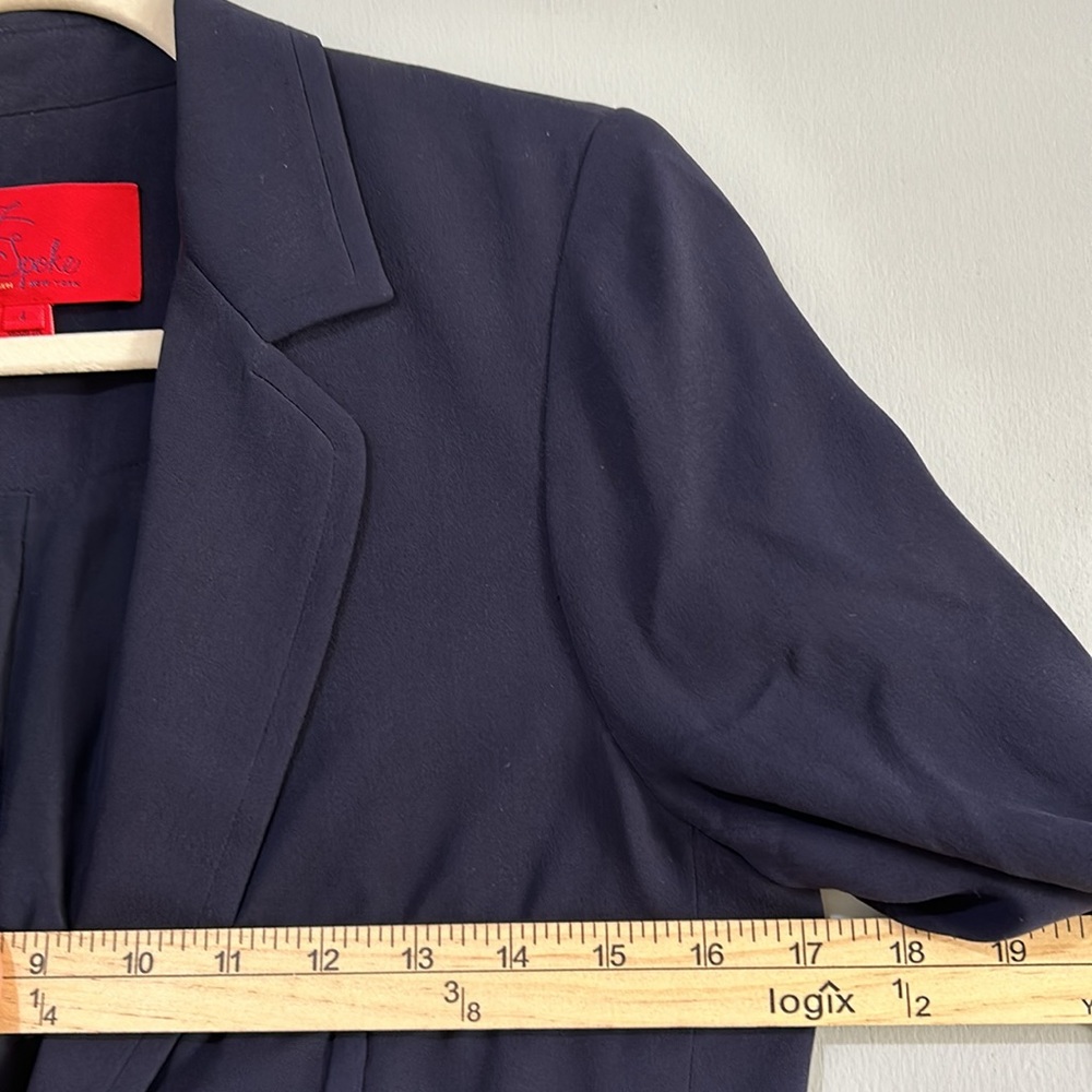 Z SPOKE ZAC WOMEN POSEN SILK BLAZER HALF SLEEVE NAVY BLUE SIZE 4 - Picture 9 of 12